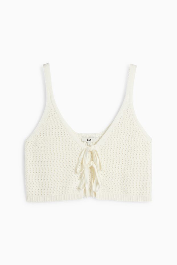 Femmes - Top court en maille - blanc crème