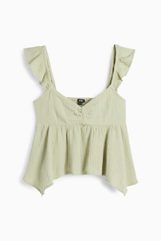 Damen - Musselin-Blusentop - hellgrün