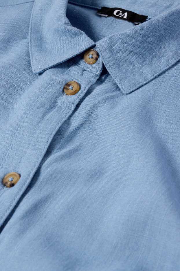 Damen - Bluse mit Leinen-Anteil - blau