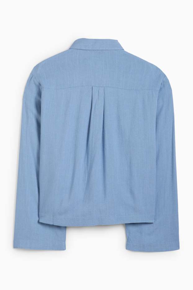 Damen - Bluse mit Leinen-Anteil - blau