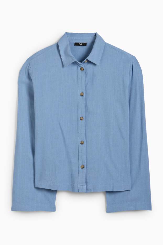 Damen - Bluse mit Leinen-Anteil - blau