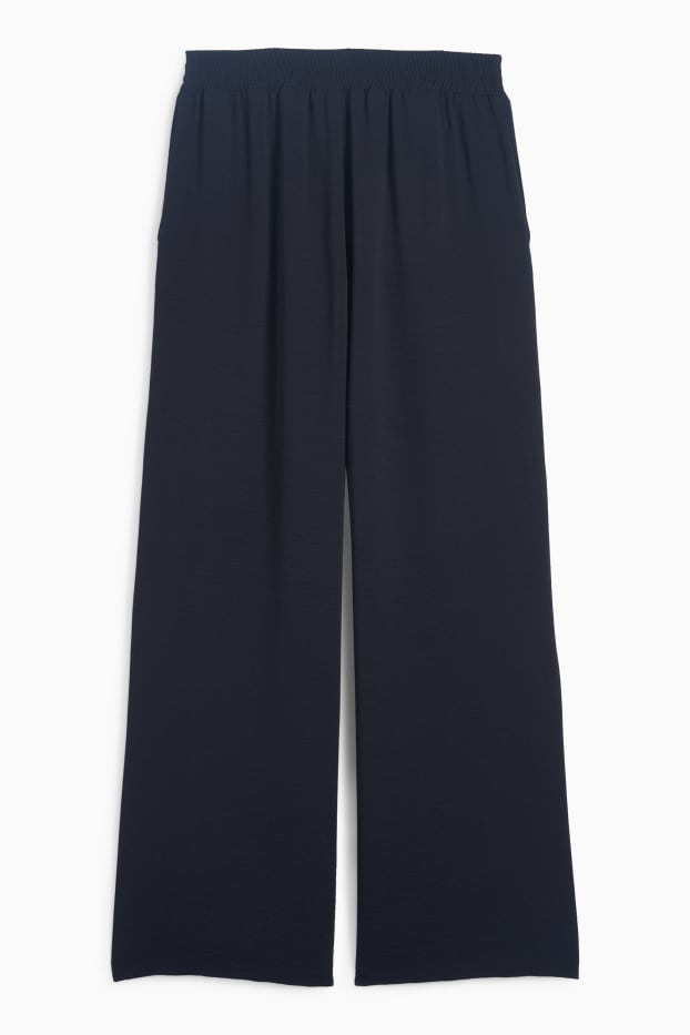 Femmes - Pantalon en toile - high waist - wide leg - bleu foncé