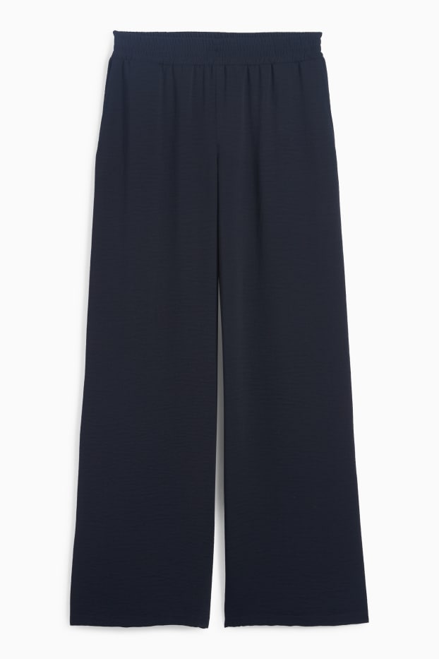 Femmes - Pantalon en toile - high waist - wide leg - bleu foncé