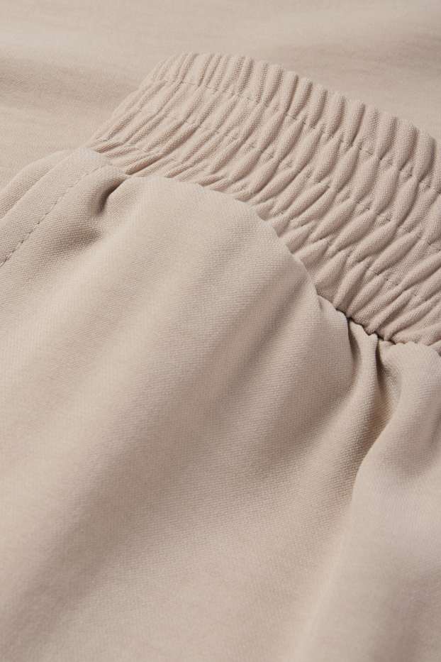 Femmes - Pantalon en toile - high waist - wide leg - beige