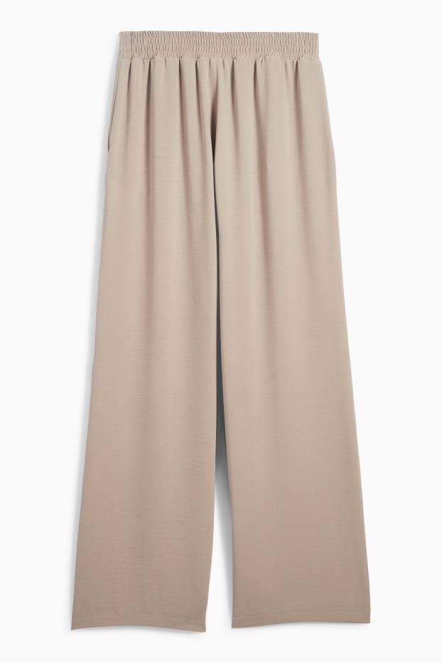 Femmes - Pantalon en toile - high waist - wide leg - beige
