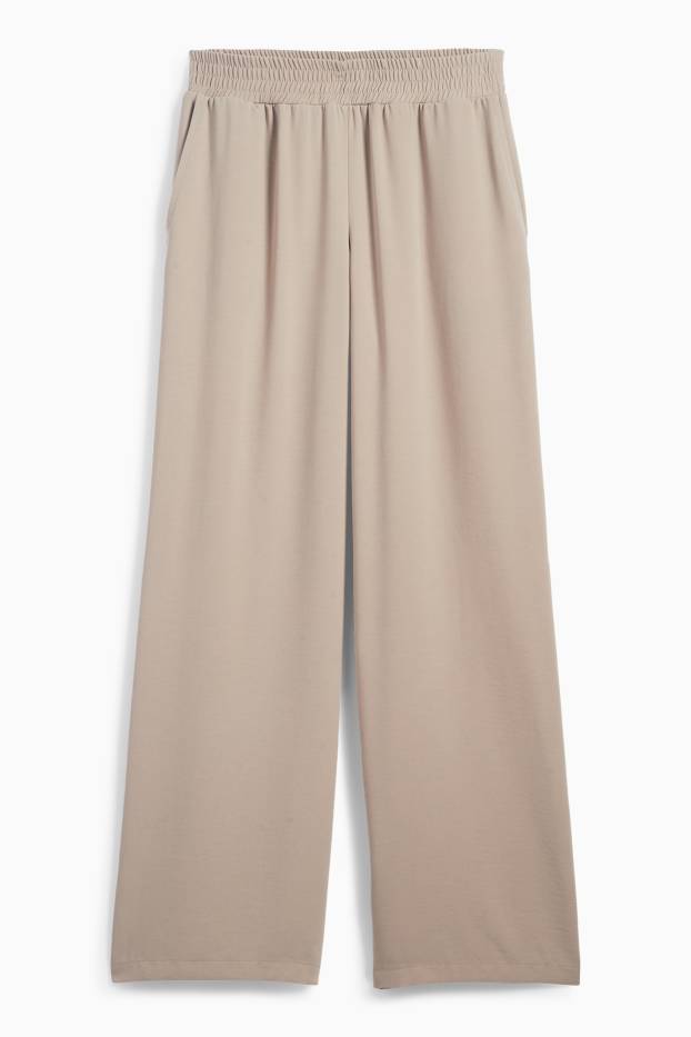 Femmes - Pantalon en toile - high waist - wide leg - beige