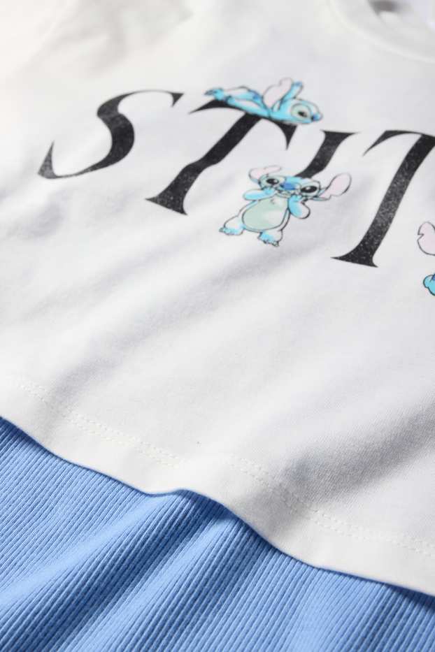 Enfants filles - Lilo & Stitch - ensemble - T-shirt et haut - 2 pièces - blanc / bleu clair