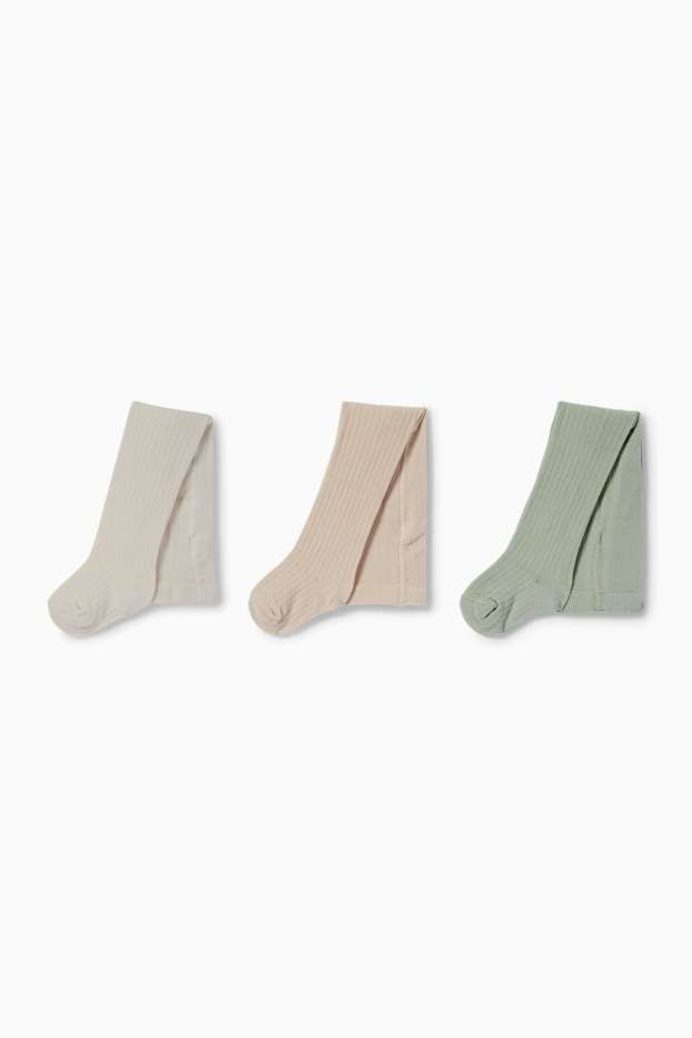 Baby: meisjes - Set van 3 - babymaillot - geribd - crème wit