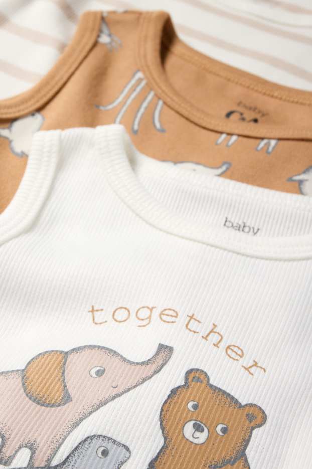 Unisexe - Lot de 3 - animaux - bodys bébé - blanc