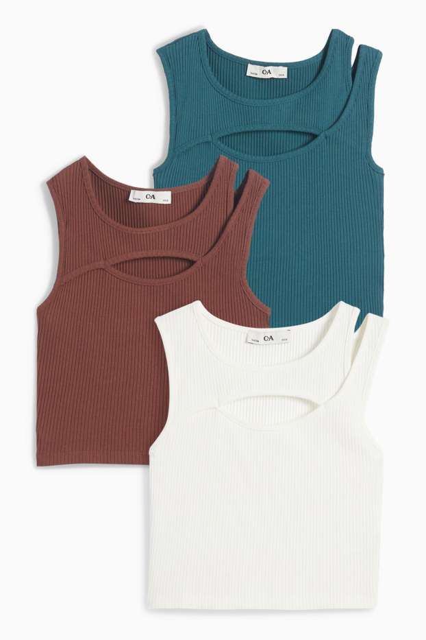 Copii - Fete - Multipack 3 buc. - top - reiat - alb