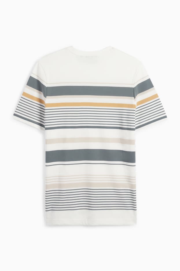 Pánské - Tričko - regular fit- pruhované - bílá