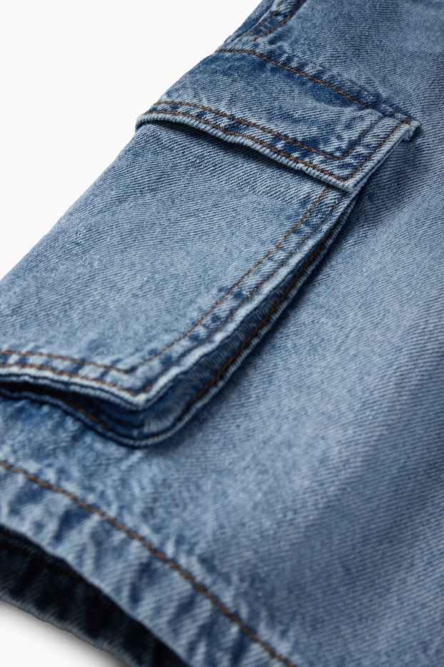Kinder Jungen - Jeans-Cargo-Bermudas - helljeansblau