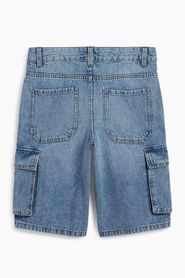 Kinder Jungen - Jeans-Cargo-Bermudas - helljeansblau