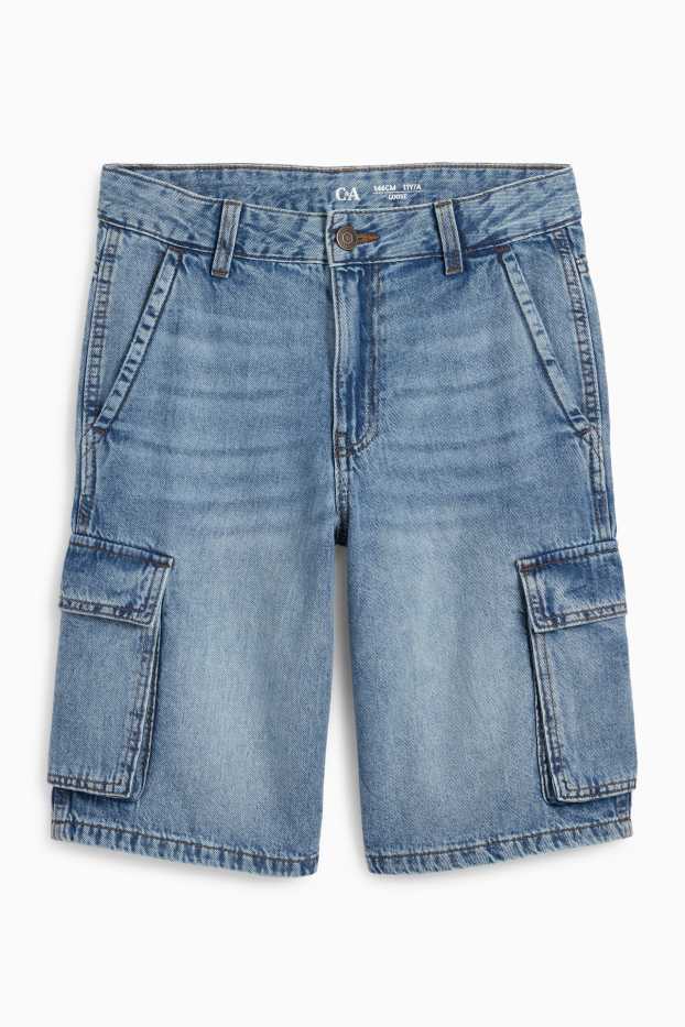 Kinder Jungen - Jeans-Cargo-Bermudas - helljeansblau