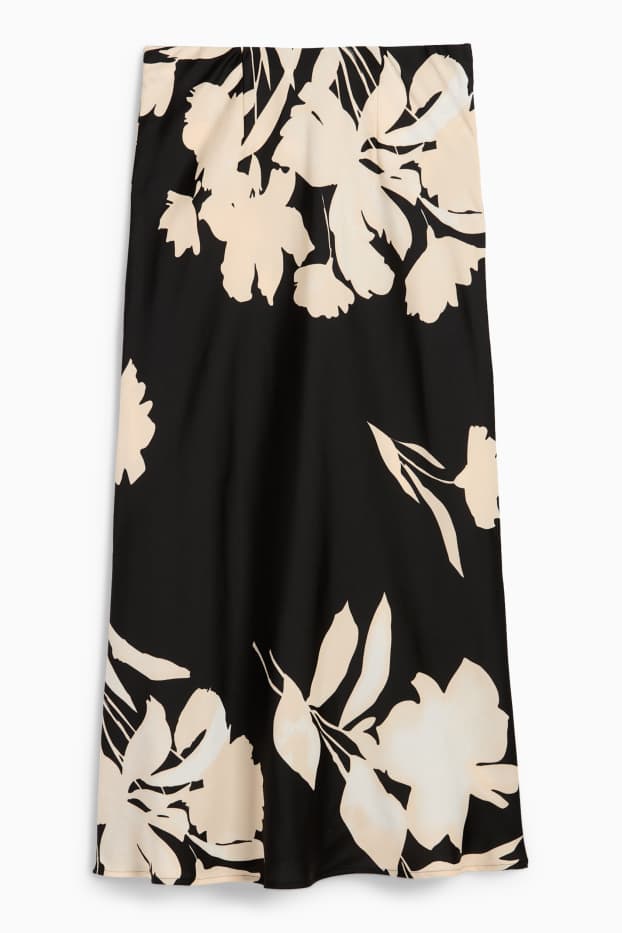 Dames - Rok - gebloemd - zwart / beige