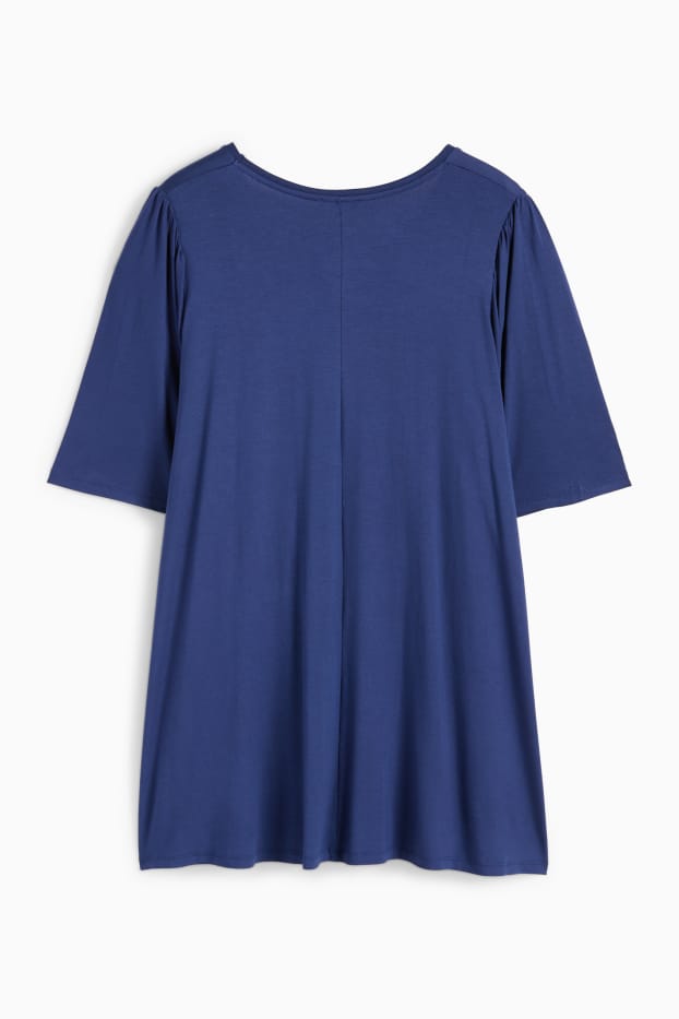 Femei - Tricou cu decolteu în V - albastru închis