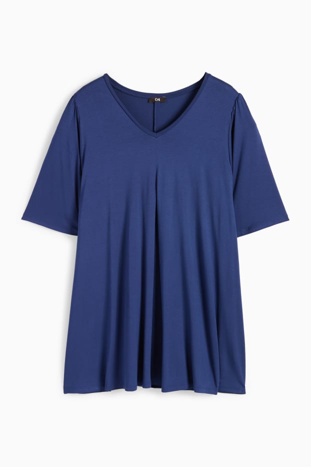 Femei - Tricou cu decolteu în V - albastru închis