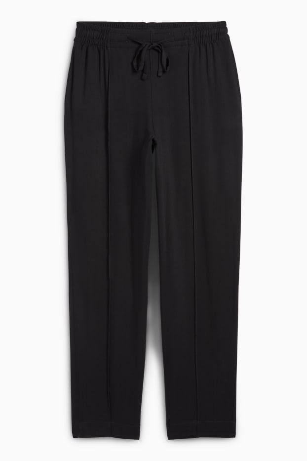 Dames - Pantalon - high waist - tapered fit - zwart