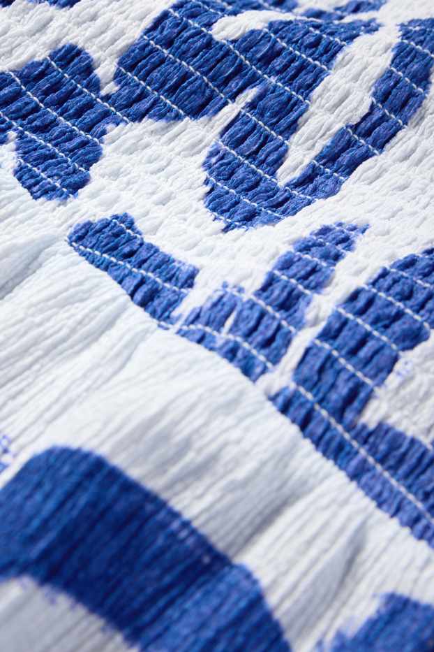 Dámské - Šaty fit & flare - se vzorem - strukturované - s nařasenou vrchní částí - modrá