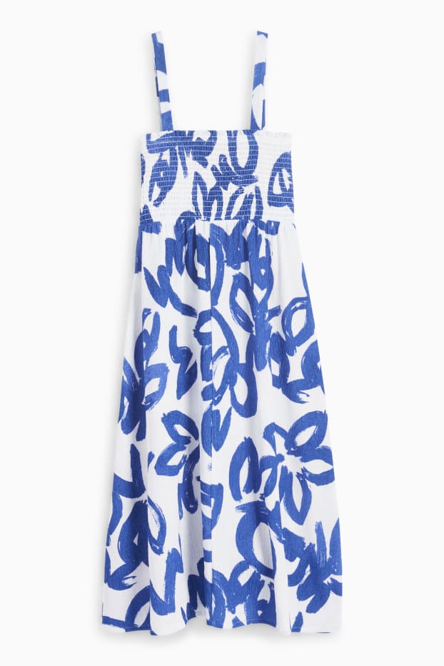 Dámské - Šaty fit & flare - se vzorem - strukturované - s nařasenou vrchní částí - modrá