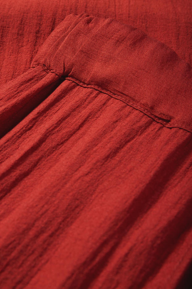 Damen - Strandhose - High Waist - Loose Fit - dunkelrot