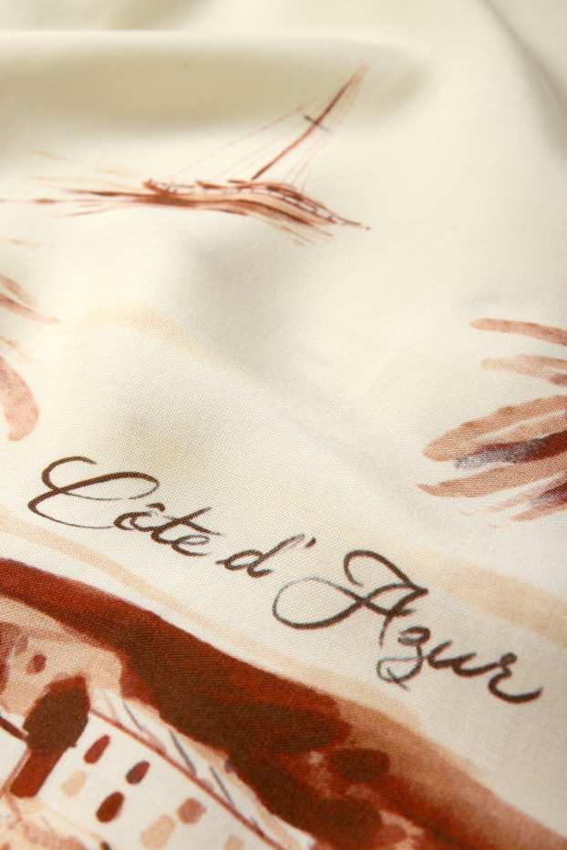 Pánské - Košile - regular fit - klopový límec - se vzorem - červená / krémově bílá