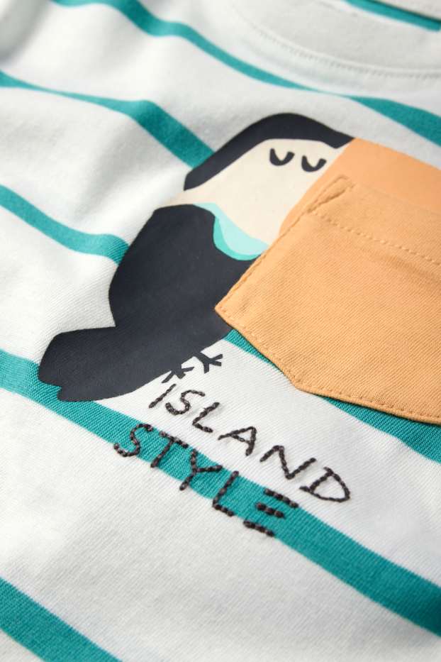 Enfants garçons - Toucans - T-shirt - à rayures - blanc