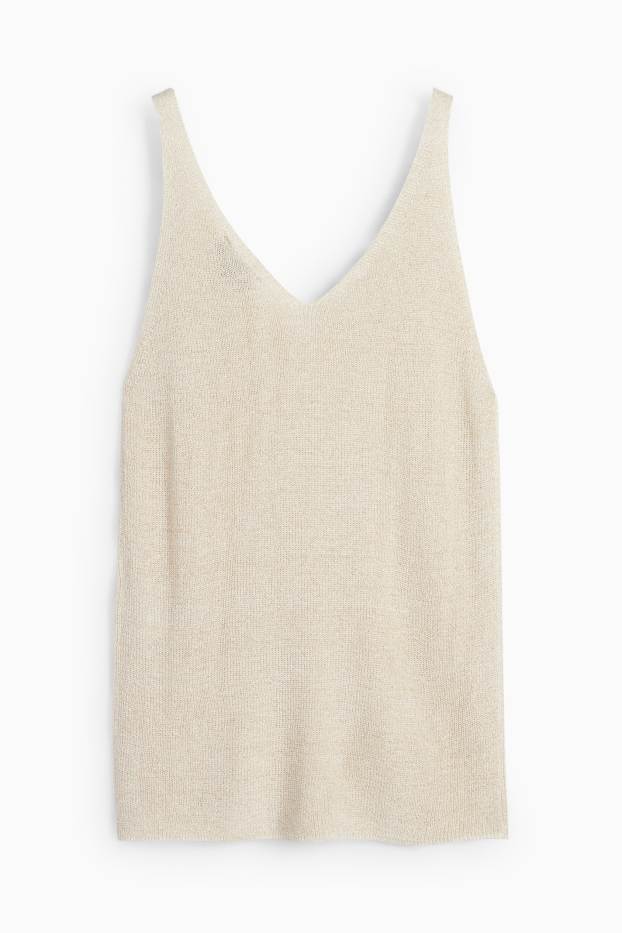 Dames - Gebreide top - licht beige