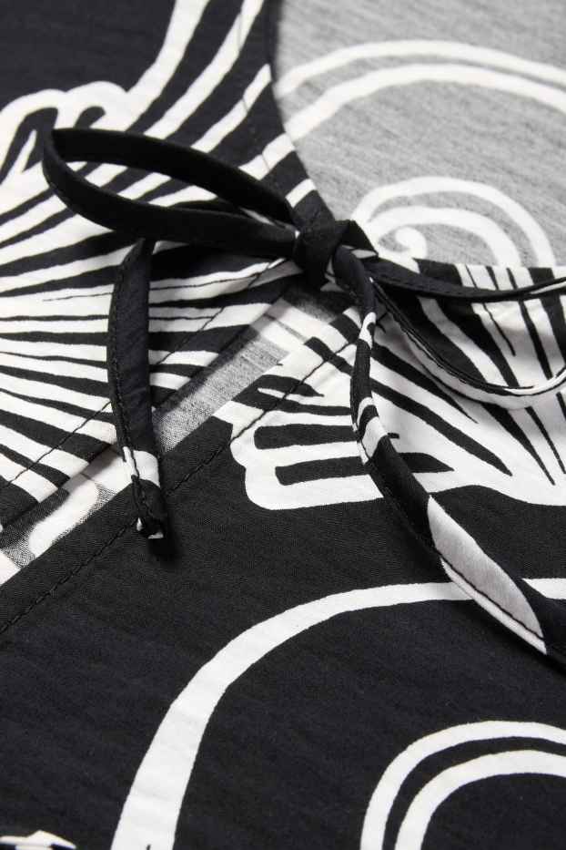 Dames - Korte strandtop - met patroon - zwart