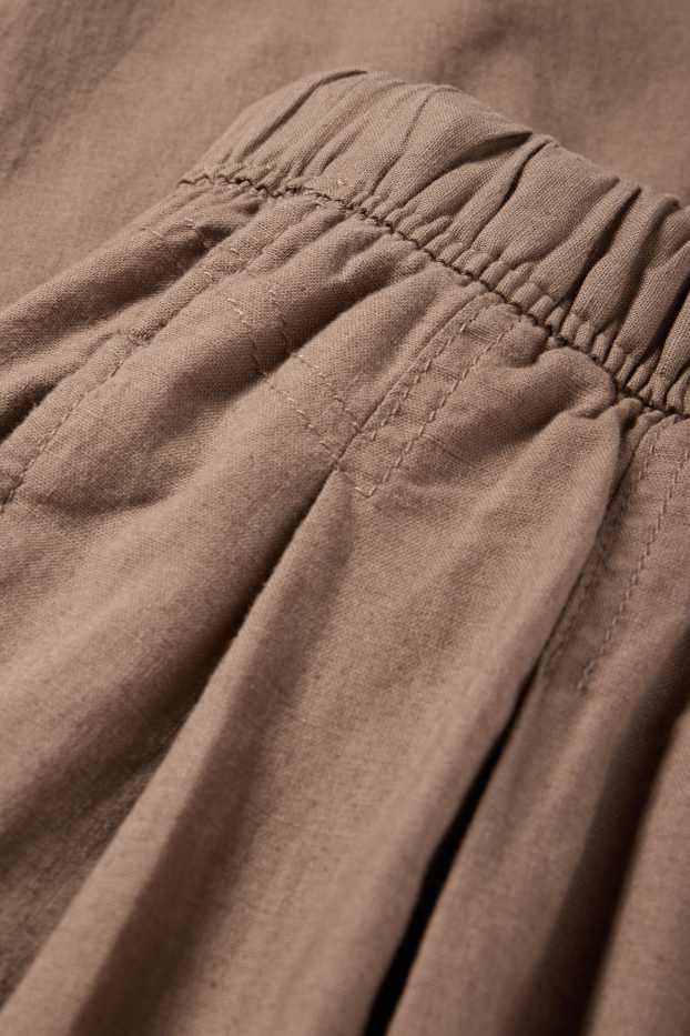 Women - Cloth trousers - mid-rise waist - curved fit - linen blend - brown