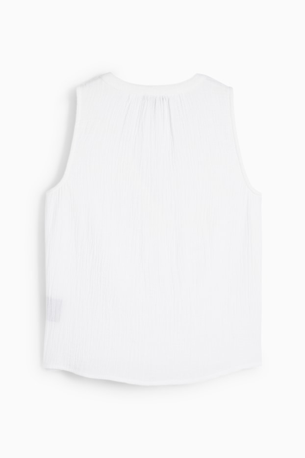 Damen - Blusentop - strukturiert - weiss