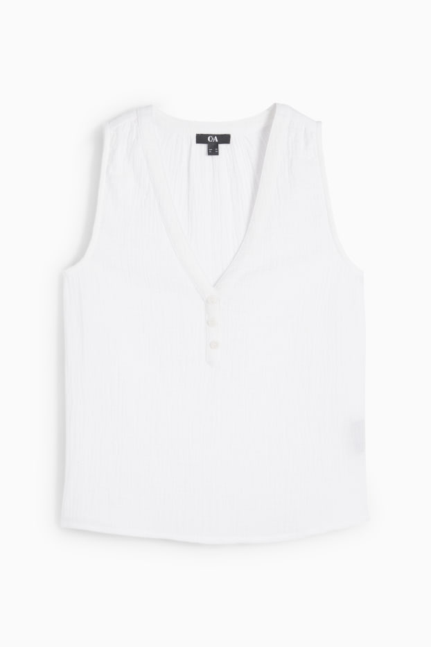 Damen - Blusentop - strukturiert - weiss