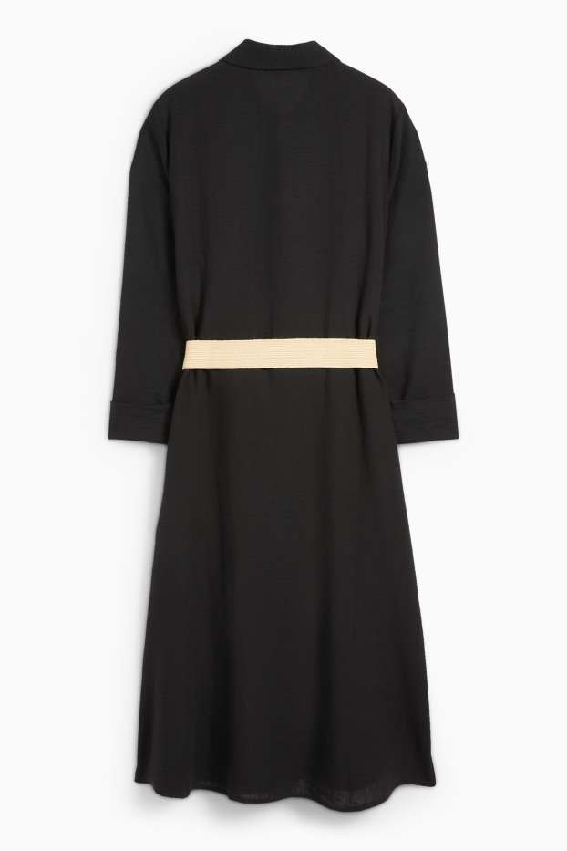Dames - Blousejurk met riem - zwart