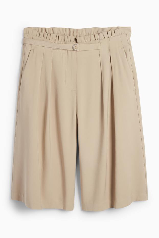 Donna - Bermuda - vita alta - tortora