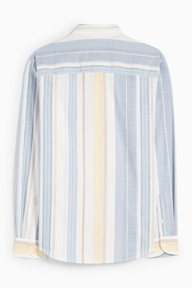 Uomo - Camicia - regular fit - button down - a righe - blu / beige