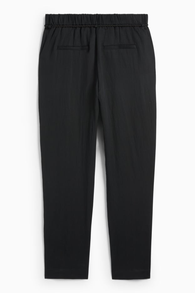 Femmes - Pantalon de toile - high waist - tapered fit - noir