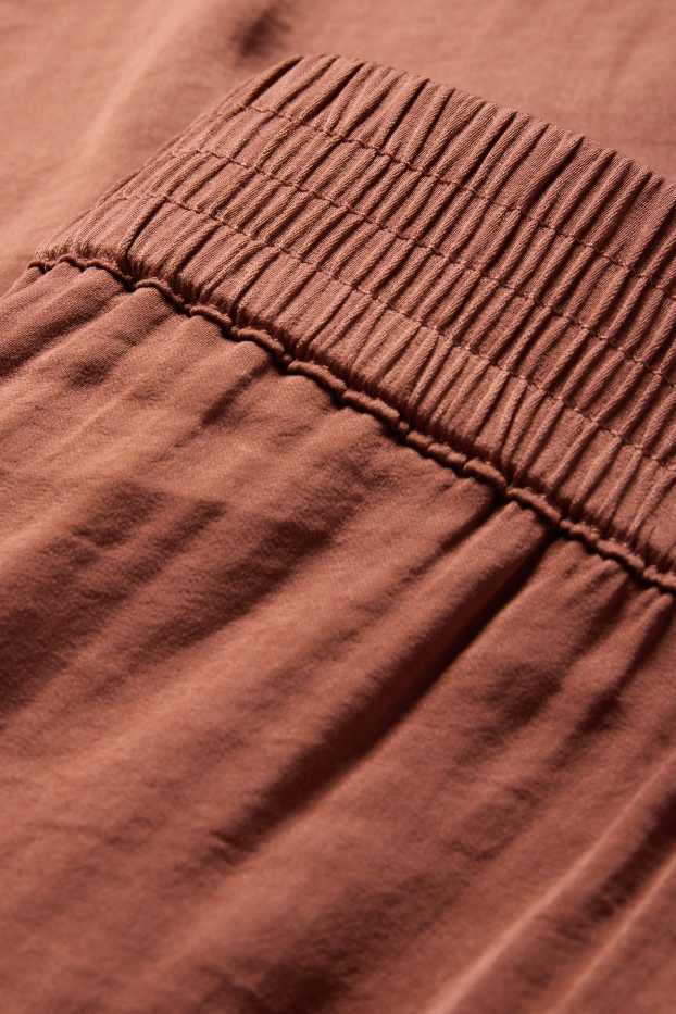 Dona - Pantalons de tela - high waist - wide leg - marró