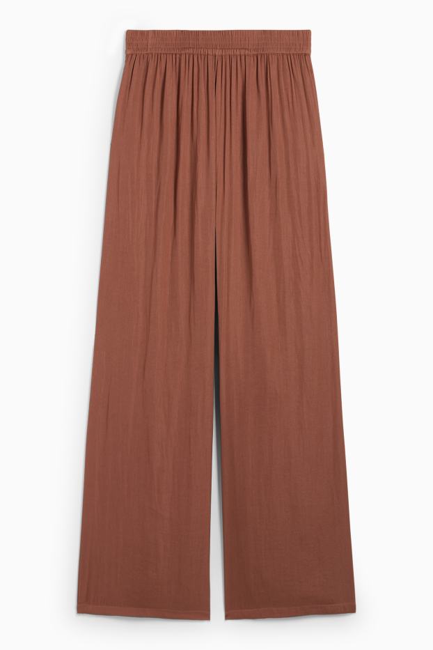 Dona - Pantalons de tela - high waist - wide leg - marró