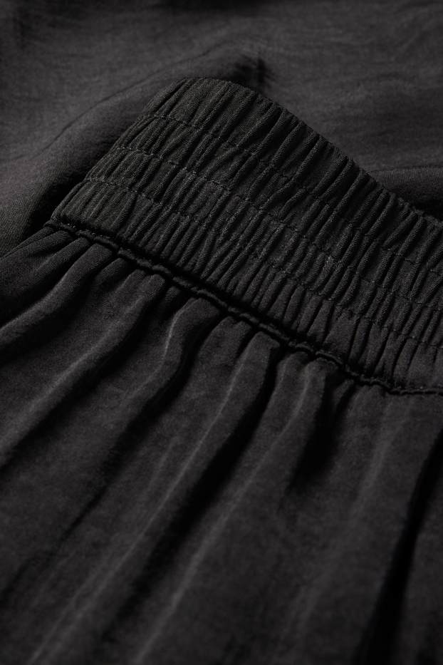 Femmes - Pantalon en toile - high waist - wide leg - noir