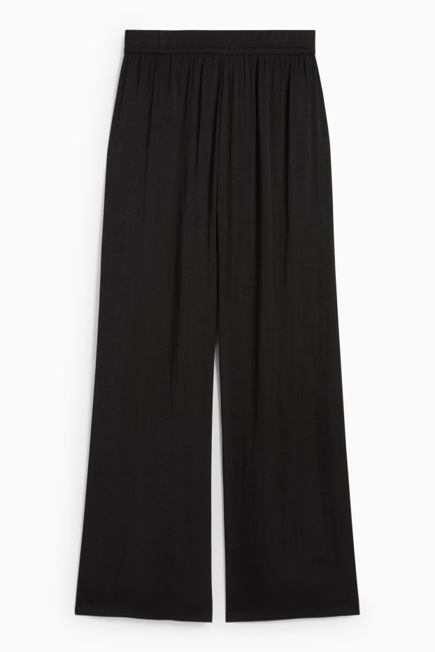 Femmes - Pantalon en toile - high waist - wide leg - noir