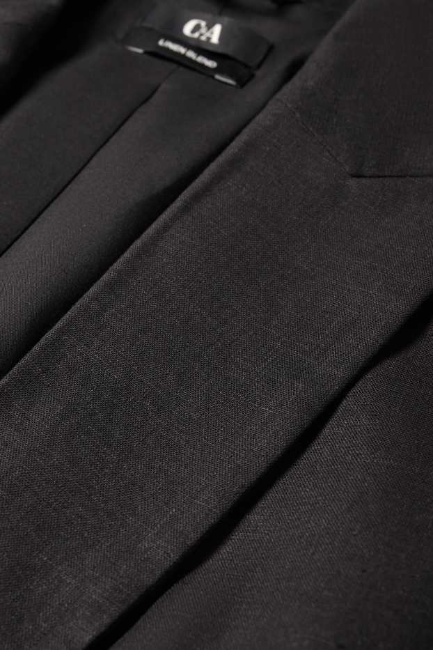 Damen - Longblazer - Relaxed Fit - Leinen-Mix - schwarz