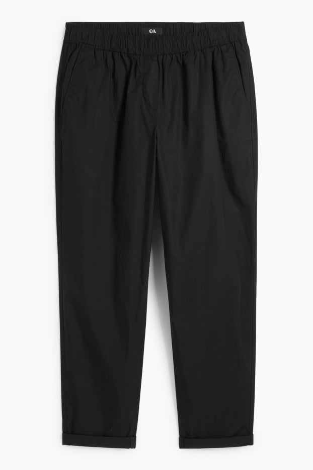 Damen - Stoffhose - Mid Waist - Tapered Fit - schwarz