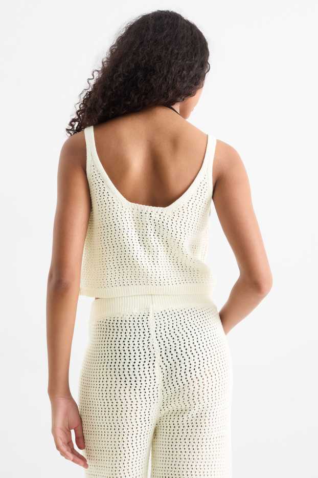 Femmes - Top court en maille - blanc crème