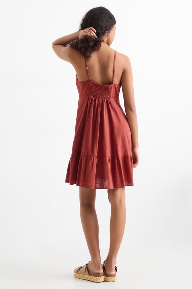 Dámské - Empírové šaty - tmavočervená