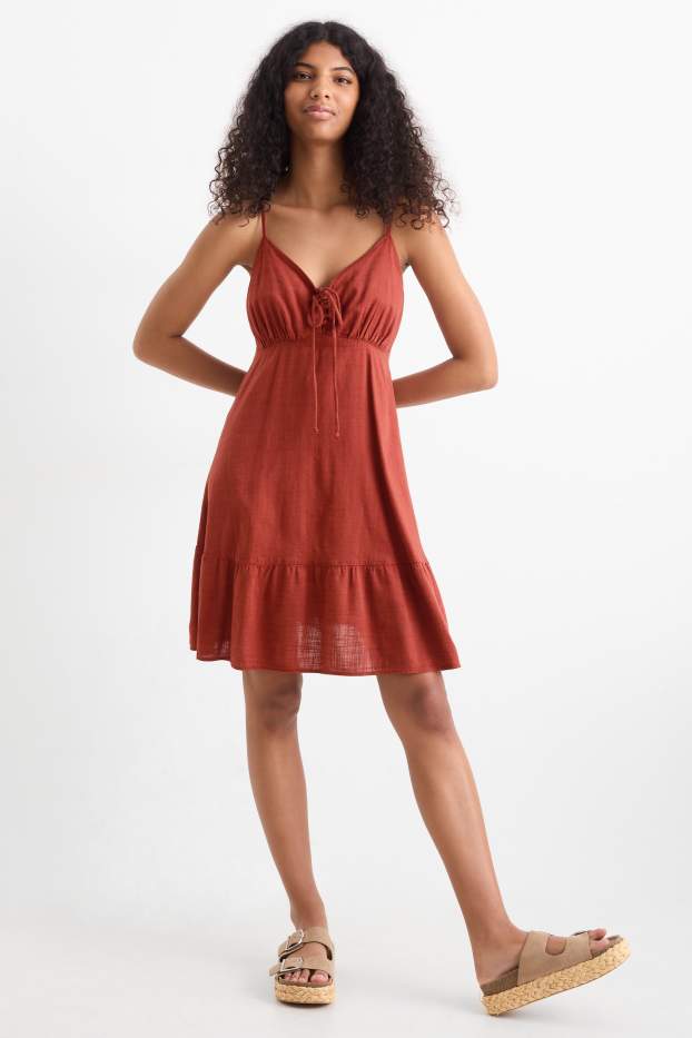 Dámské - Empírové šaty - tmavočervená