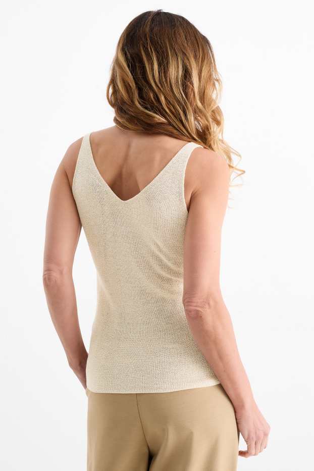 Dames - Gebreide top - licht beige