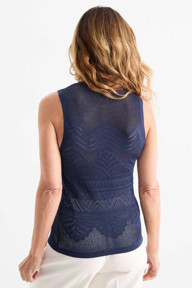 Damen - Strick-Top - dunkelblau