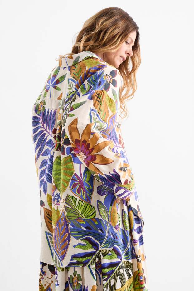 Femmes - Chemisier - à fleurs - beige clair