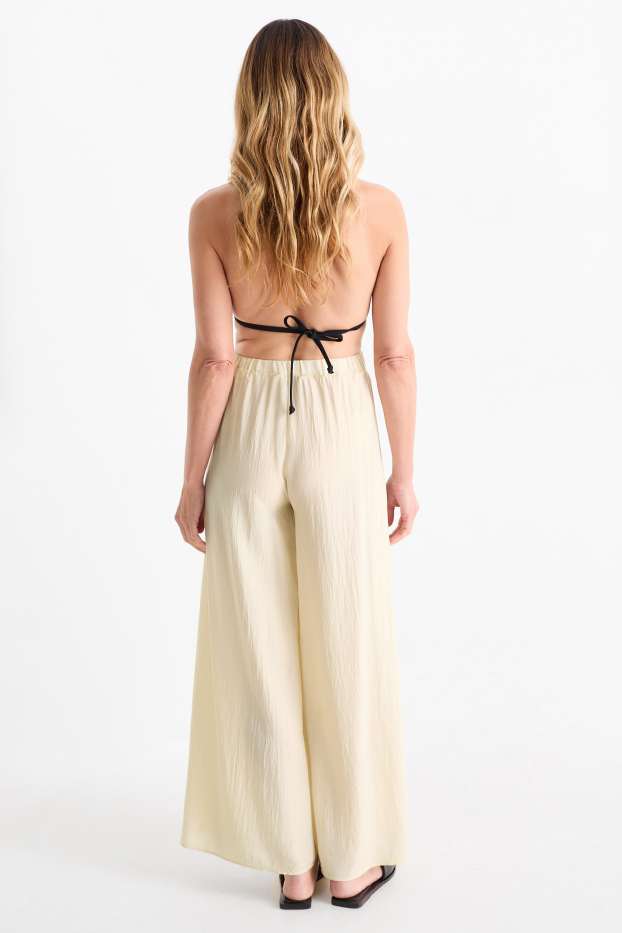Femmes - Pantalon de plage - high waist - loose fit - beige clair