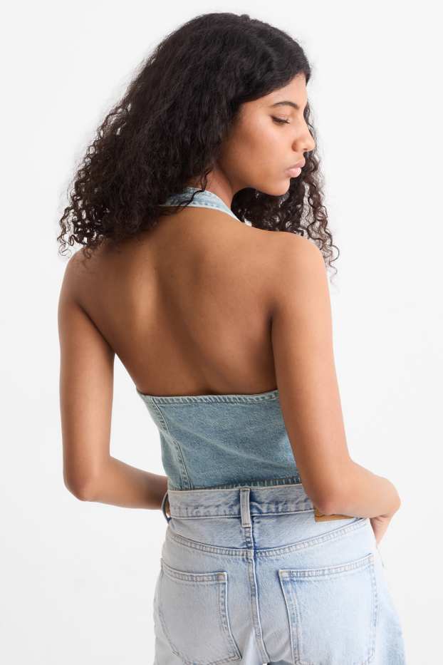 Damen - Jeans-Weste - Regular Fit - helljeansblau
